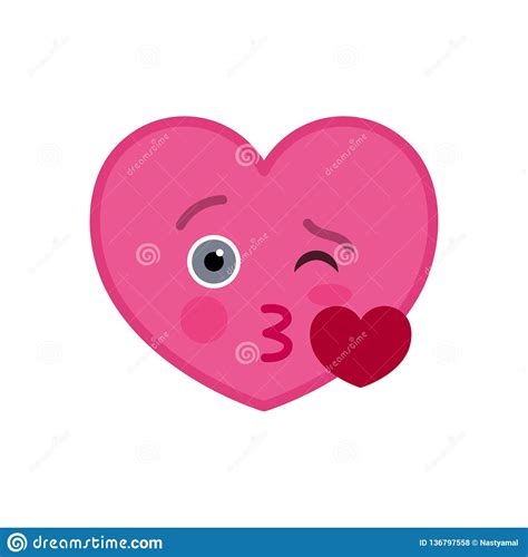 Kissing Heart Shaped Funny Emoticon Icon Stock Vector Illustration Of Lovingly Humor 136797558