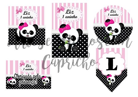 Rótulo Adesivo Latinha Panda Rosa Elo7 Produtos Especiais