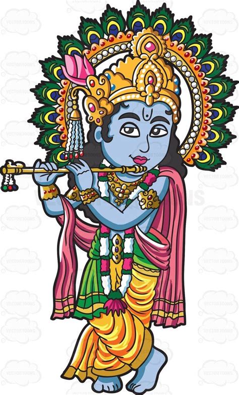 The Hindu Goddess Krishna Cute Cartoon Drawings God Illustrations