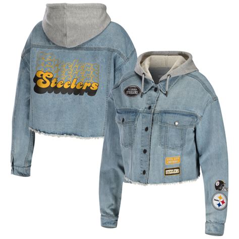 Pittsburgh Steelers Women's Erin Andrews Hooded Denim Jacket