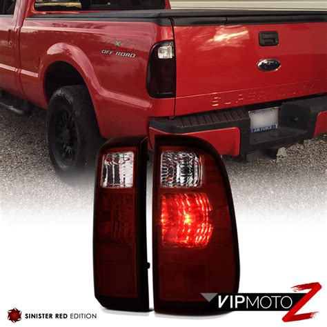 2008 2016 Ford F250 F350 F450 Superduty Sd Dark Red Rear Tail Lights