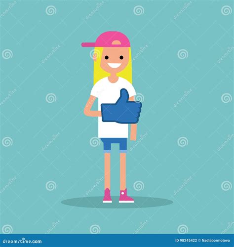 Comme Le Concept Doigt De Mousse De Fille Blonde Adolescente Editable De Port Illustration De