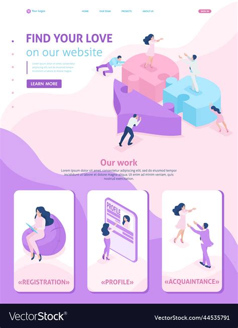 Isometric Website Template Landing Page Royalty Free Vector