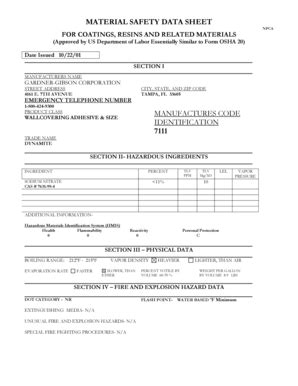 Fillable Online Internet Use For Posting Material Safety Data Sheets