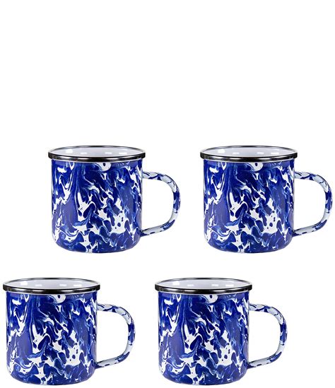 Golden Rabbit Enamelware Cobalt Swirl Mugs Set Of 4 Dillards