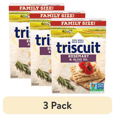 3 Pack Triscuit Rosemary And Olive Oil Whole Grain Wheat Crackers