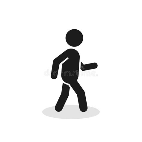 Pedestrian Icon Walking Man Vector Sign Silhouette Isolated On White