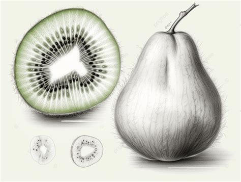 Schwarz Wei Zeichnung Einer Birne Und Kiwis Strichzeichnungen Kiwis