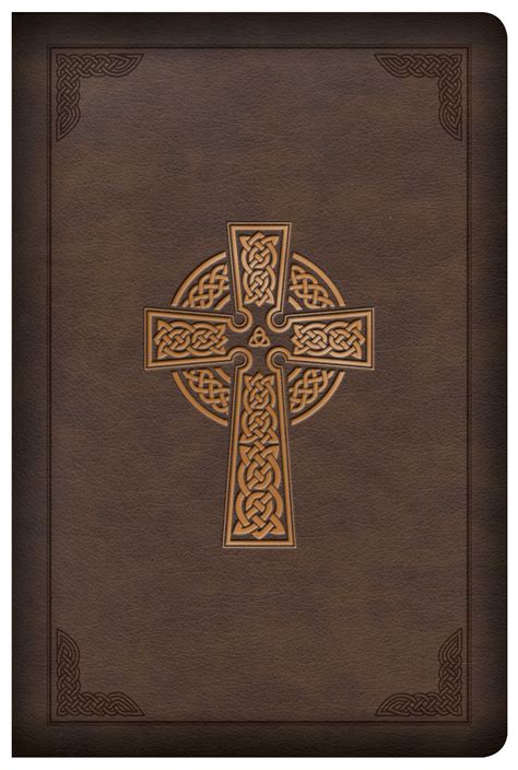 CSB Large Print Compact Reference Bible Celtic Cross Brown