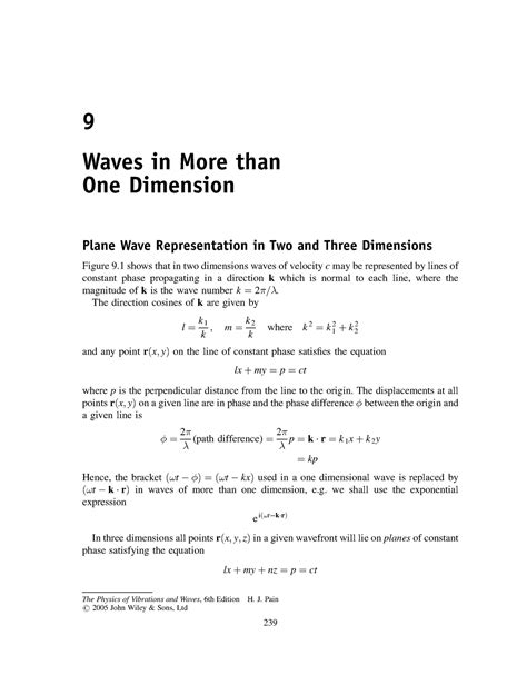 The Physics Of Vibrations And Waves Waves In More Than One Dimension