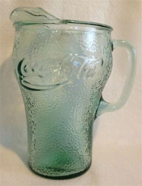 Vintage Coca Cola Usa Green Pebble Glass Pitcher Coke 64 Oz Ebay