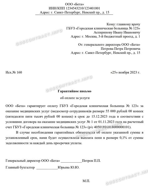 Гарантийное письмо образец об оплате за услуги в 2024 году