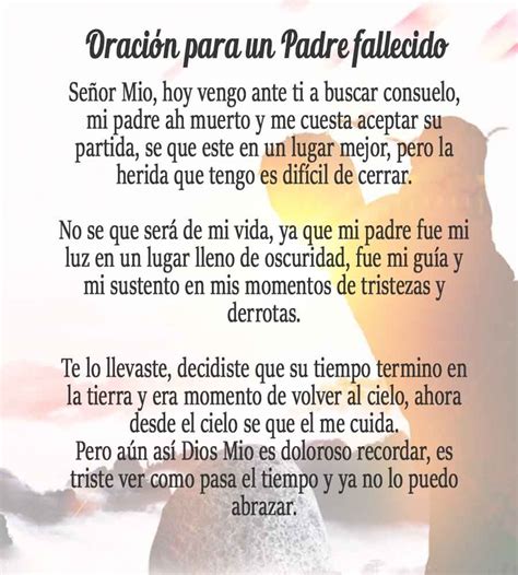 Hermosa Oración para un PADRE fallecido Te Amamos Oraciones de