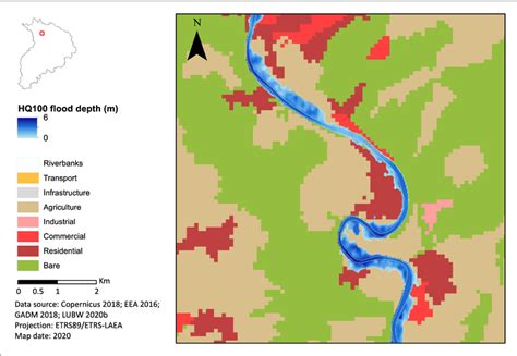 Example Section Of The Simulated 100 Year Flood Under Todays