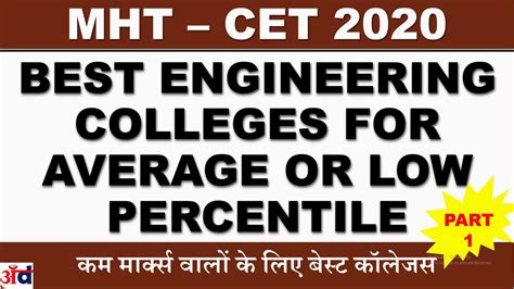 MHT CET 2020 BEST ENGINEERING COLLEGES FOR AVARAGE LOW PERCENTILE WITH