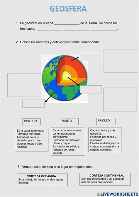 Geosfera Online Worksheet For 4 Primaria