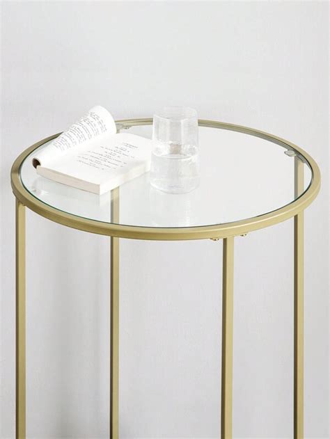 Vasagle Round Side Table Glass End Table With Metal Frame Gold Coffee Table With Modern Style