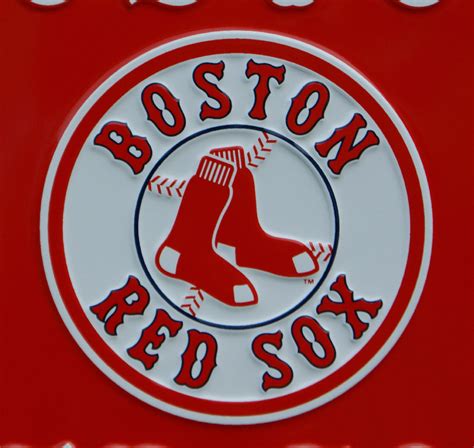 Boston Red Sox Metal Sign Mlb Baseball Fenway Classic Logo Red Blue Al