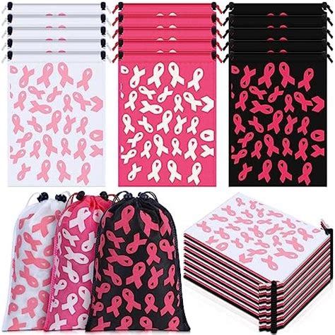 Windyun 60 Pcs Breast Cancer Awareness Favor Bags Pink