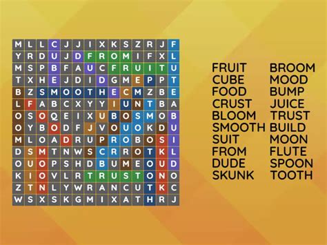 Short And Long U Sound Wordsearch