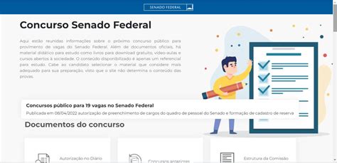 Concurso Senado página oficial é criada material de estudos aos