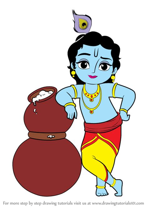 Indian God Lord Krishna Janmasthmi Clip Art Line Drawing Of Little Kid