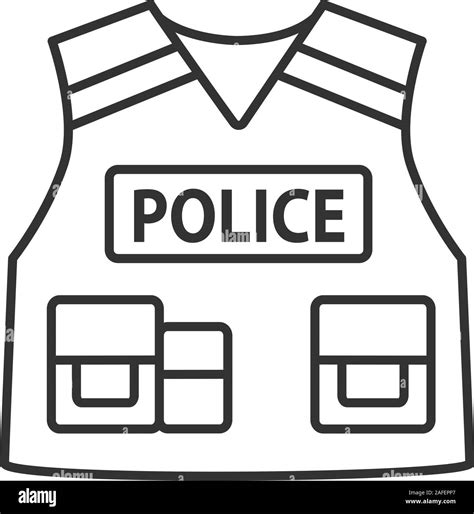 Police Tactical Vest Linear Icon Thin Line Illustration Bulletproof