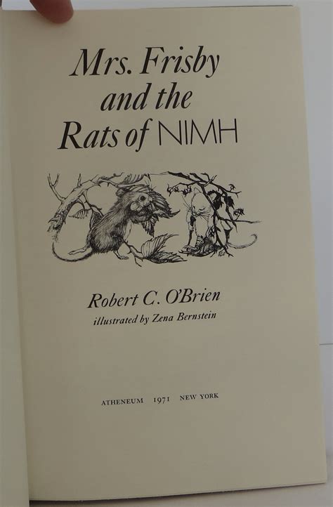 Mrs Frisby And The Rats Of Nimh By Obrien Robert C Fine Hardcover 1971 First Bookbid