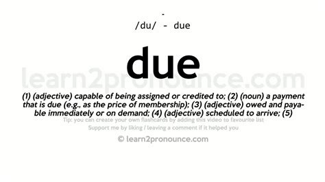 Pronunciation of Due | Definition of Due - YouTube