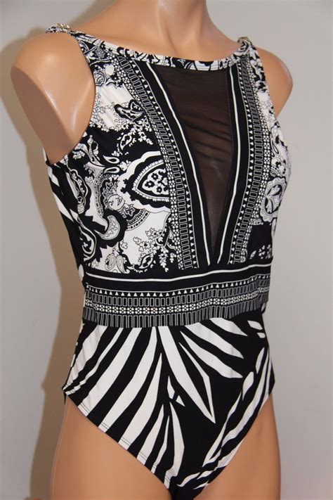 NWT La Blanca Swimsuit Bikini 1 One Piece Sz 6 Sevilla Scarf Hi Neck EBay