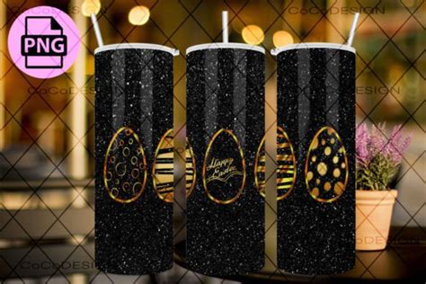 20oz Tumbler Happy Easter Gold Glitter Graphic By CoCoDESIGN Creative