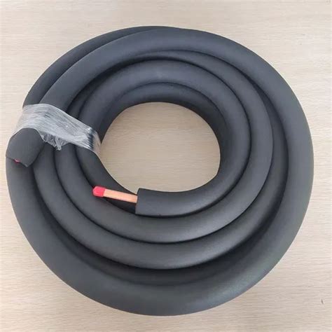 Insulated Copper Pipe Pair Coil With Black Rubber Insulation For Air