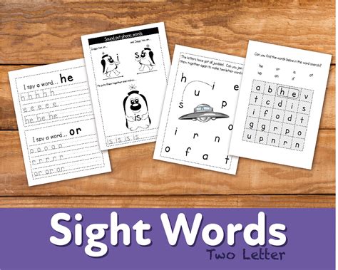 Worksheets To Reinforce Two Letter Sight Words 4 7 Years By Teach Simple