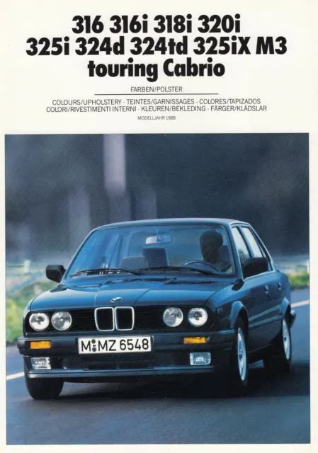 Bmw Er Reihe E Farben Polster Colour Chart Cabrio Prospekt Brochure