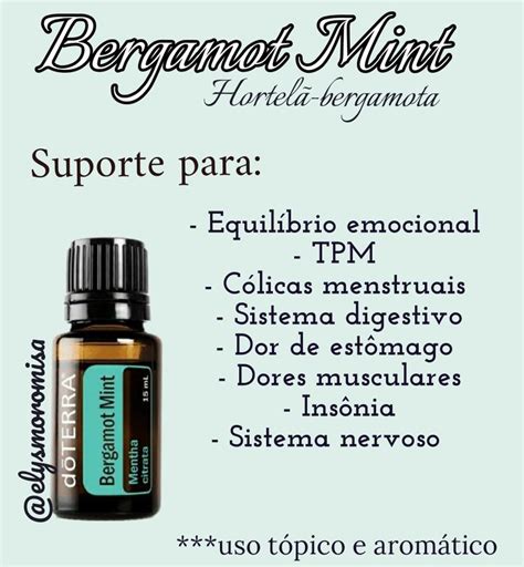 Bergamot Mint Doterra Misturas De Leos Essenciais Leos Essenciais