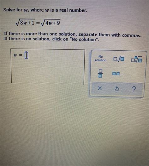 Solved Solve For W Where W Is A Real Number W W If Chegg