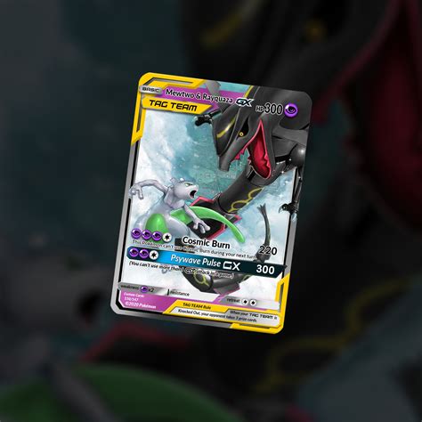 Shiny Mewtwo Rayquaza Tag Team GX Custom Cards Etsy