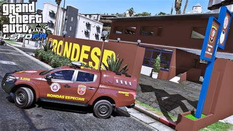 GTA V PMBA RONDESP TROCA TIROS ASSALTANTES DE BANCO E RESGATA