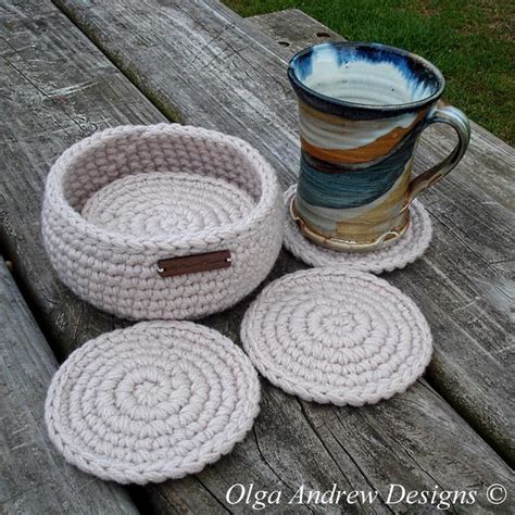 Colors Crochet Coaster Set With Holder Office Coaster