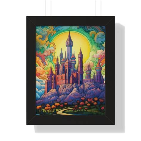 Framed Castle Wall Decor Colorful Decor Fantasy Decor Trippy Decor