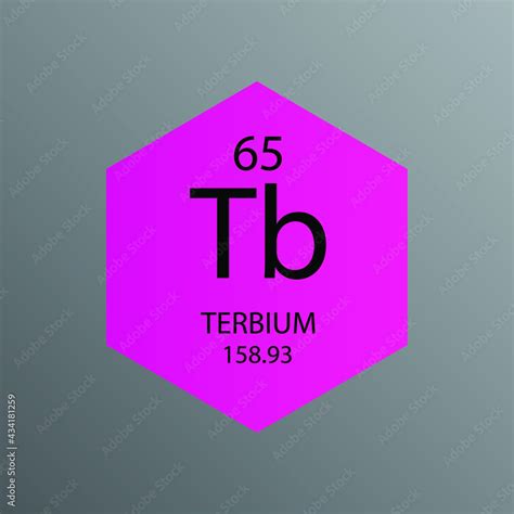 Tb Terbium Lanthanide Chemical Element Periodic Table Hexagon Vector