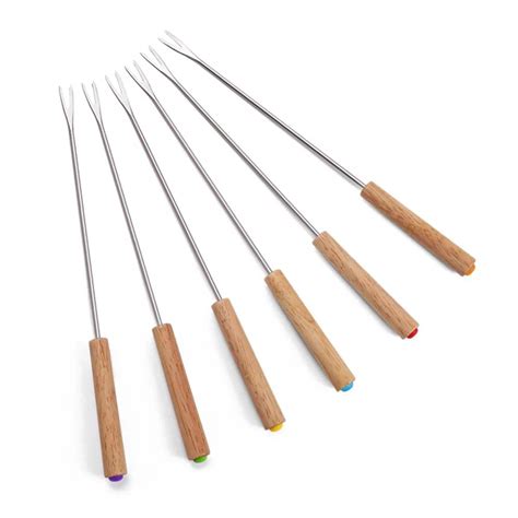 6 Packs Roasting Sticks With Wooden Handle Extendable Forks Barbecue