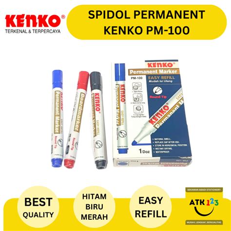 Jual Spidol Permanen Permanent Marker Spidol Kenko Pm Hitam Biru