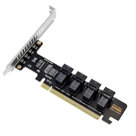 NGFF PCI E 16X To 4 Ports U 2 NVME Split Expansion Card SFF 8639 8643