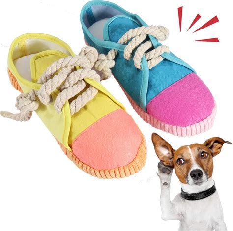 Lifeunion 2 Pack Dog Shoe Chew Toys Interactive Squeaky Funny Chews