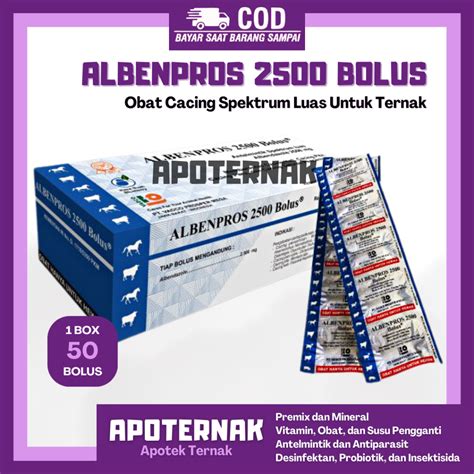 Jual Albenpros Bolus Box Butir Obat Cacing Spektrum Luas