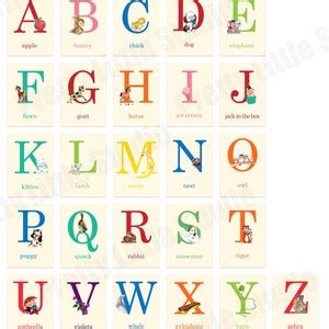 Baby ABC Alphabet Retro Style Flashcards 4x6 OR 5x7 Set of - Etsy