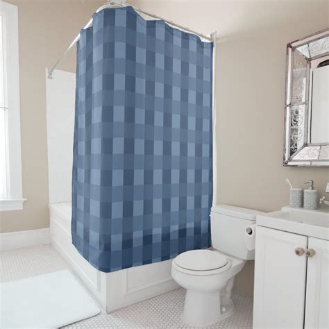 Navy Blue Gingham Plaid Pattern Shower Curtain Zazzle