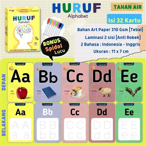 Jual Flashcard Anak Kartu Edukasi Tebal Besar Isi 30 Kartu