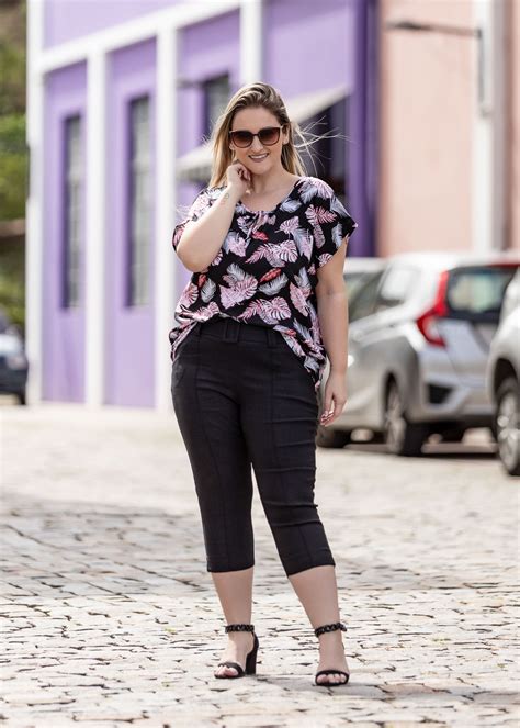 Blusa Plus Size Feminina Em Viscose Estampada Estilo Próprio Moda